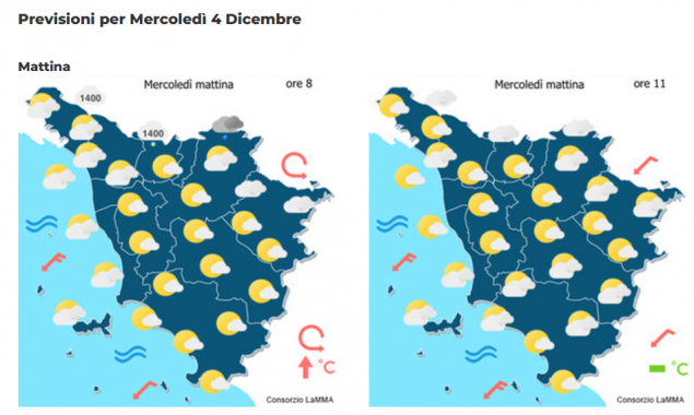 Le mappe meteo del consorzio Lamma