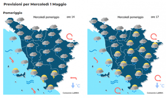 Le previsioni del consorzio Lamma per il 1 Maggio in Toscana