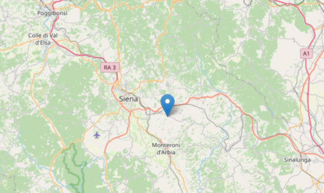 L'epicentro della scossa a Monteroni d'Arbia mappa