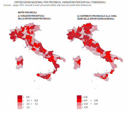 L'export nelle province italiane nel primo semestre 2023